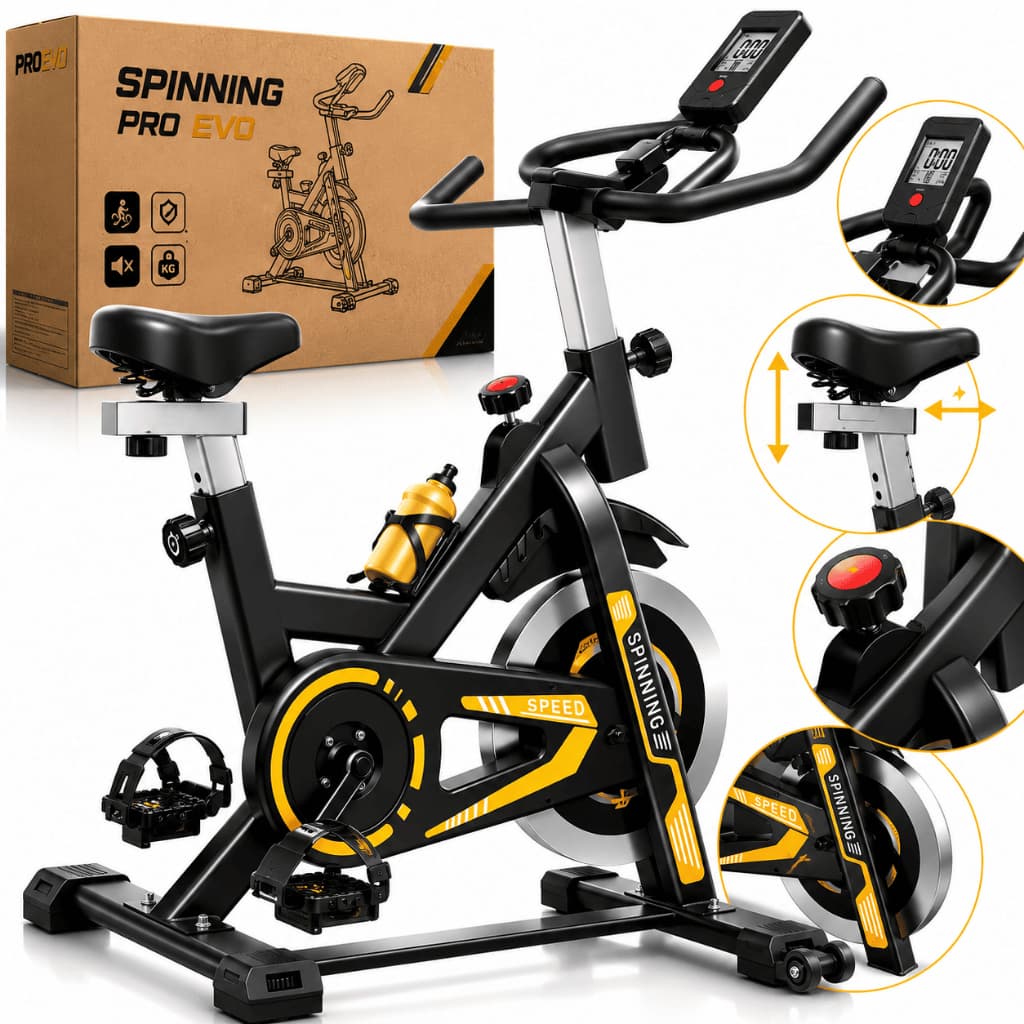 Bicicleta Spinning Residencial Pro Evo Treino e Cardio Indoor Premium Silenciosa Running Ergométrica