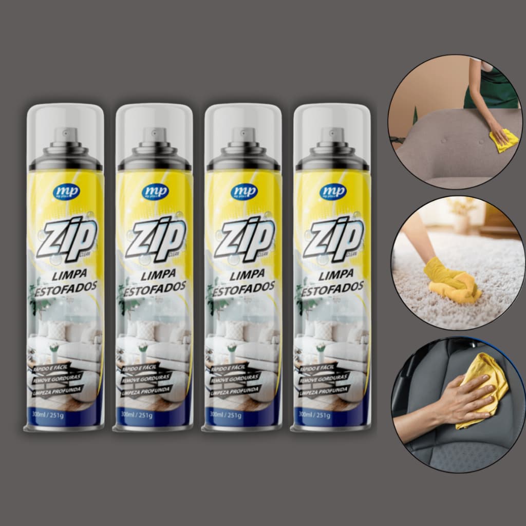 Kit c/ 4 Espuma Limpa Estofado, Tapetes, Banco de Carros, Colchões Zip 300ml - My Place