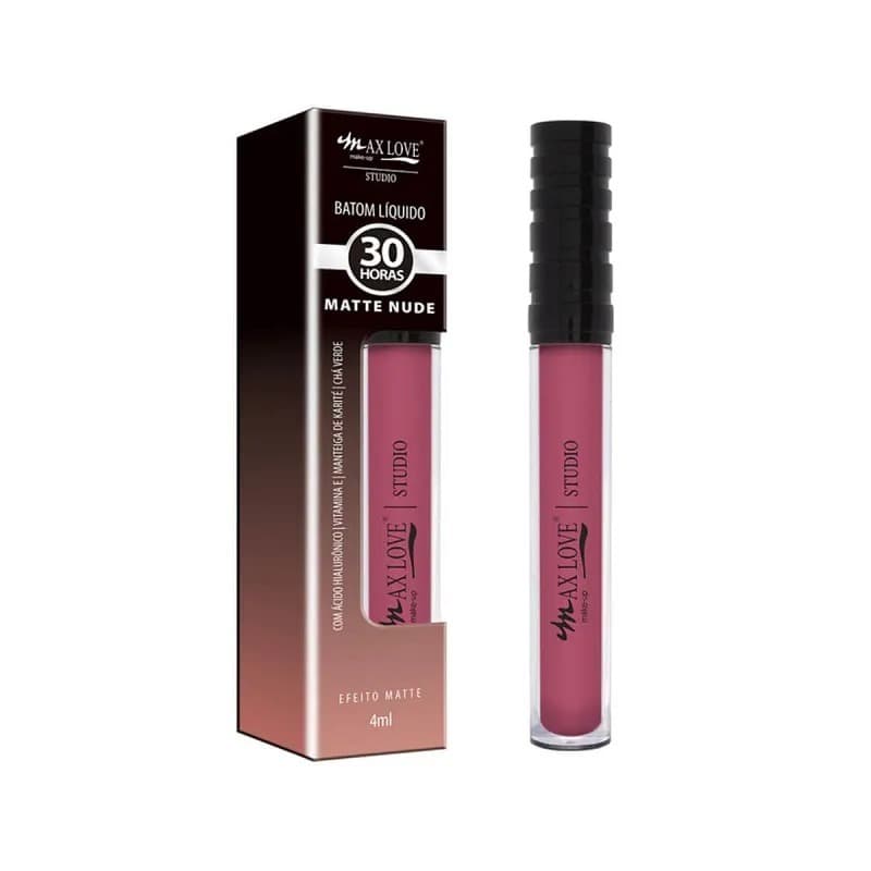 Batom Líquido Matte Nude 30 Horas Max Love Studio 4ml Nova Fórmula Efeito Matte