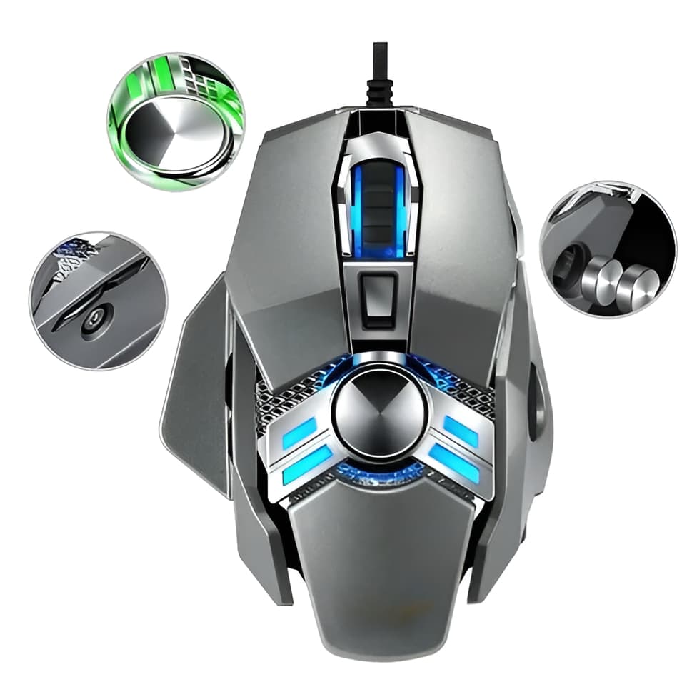 Mouse Gamer  FY-701 4800 Dpi Rgb 7 Profissional Led RGB com Sensor Gamer 1000Hz PC Gamer Notebook