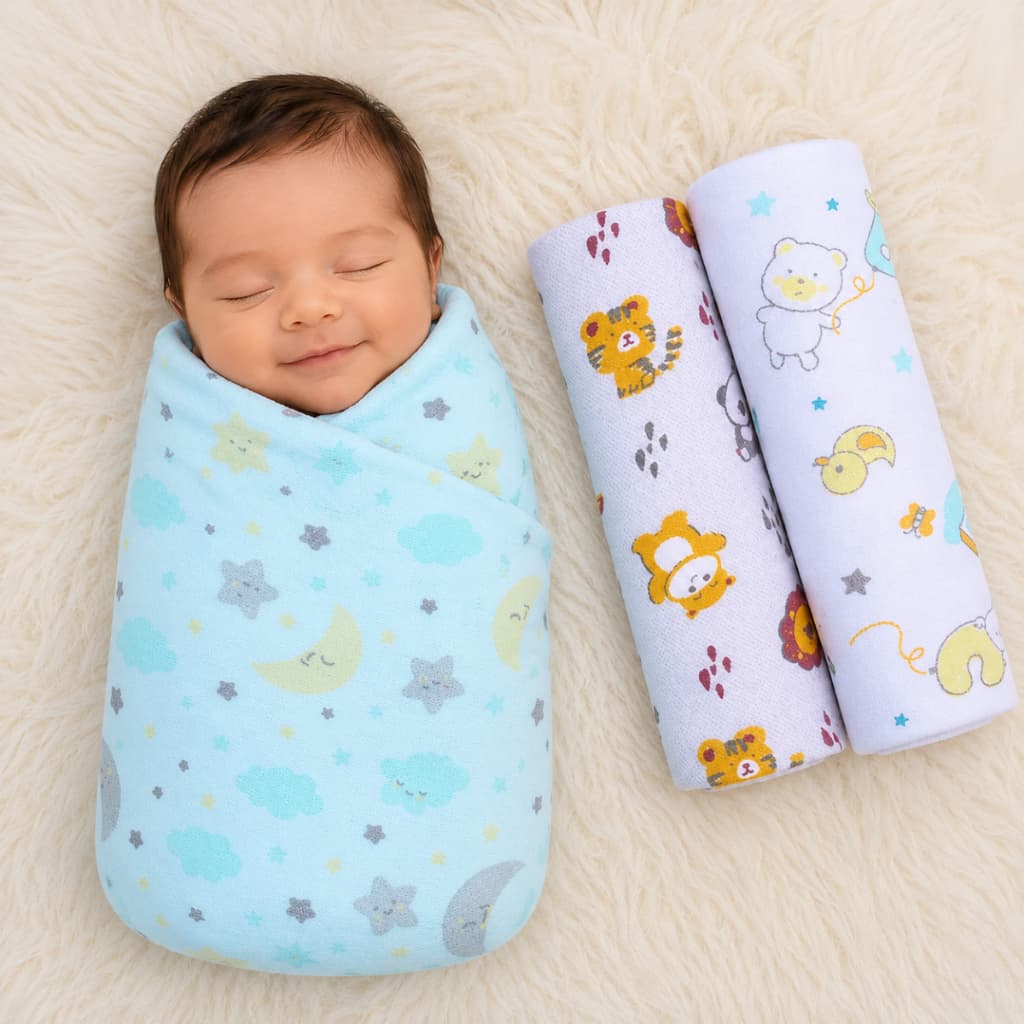 Kit 3 Cueiros Manta Bebê Flanelado Bercinho Enxoval Completo Bebê