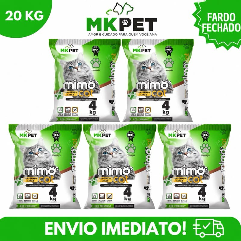 Areia Mimocat Limão Areia Sanitária Gatos Com Cheiro 20kg