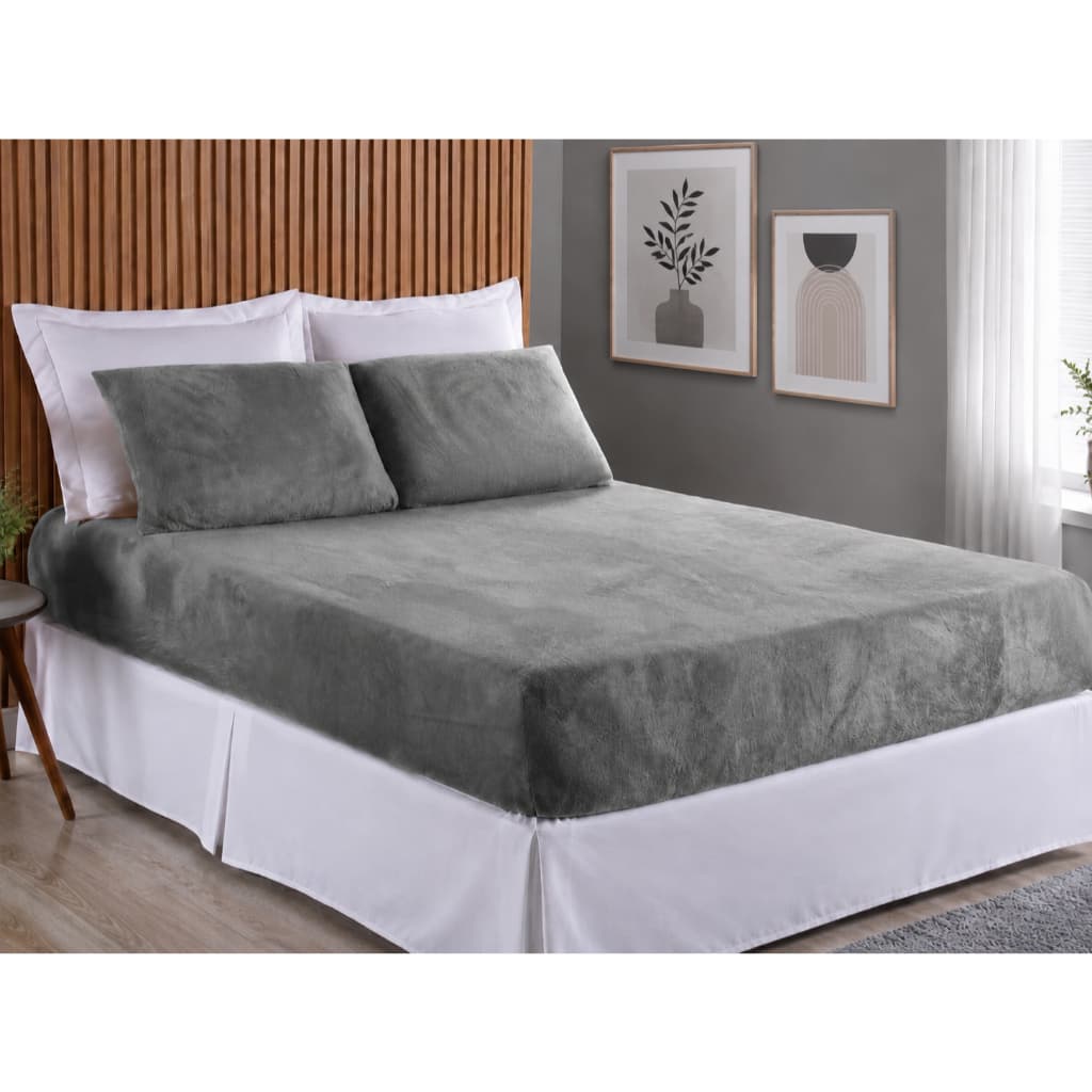 Jogo De Lençol Solteiro Casal Queen King  De Plush 2 e 3 Peças Manta Soft Com Elástico Toque Macio Varias Cores