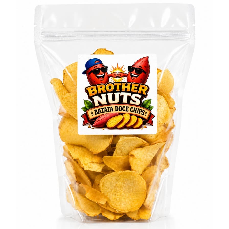 Batata Doce Chips Crocante Saudável Snack Premium Embalagem Zip Lock