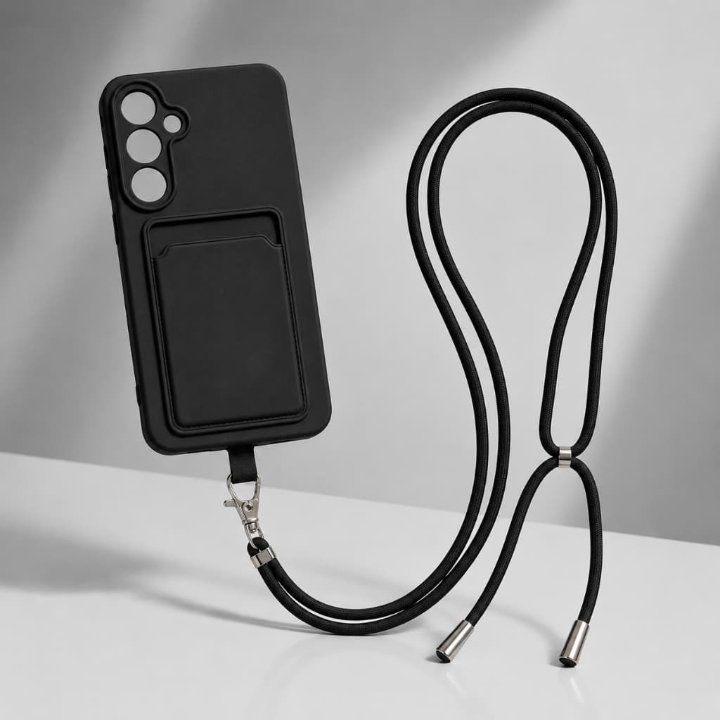 Capa Capinha Galaxy A56 A36 A26 A16 A06 M36 M16 Minimalista Porta Cartão com Cordão Ajustável
