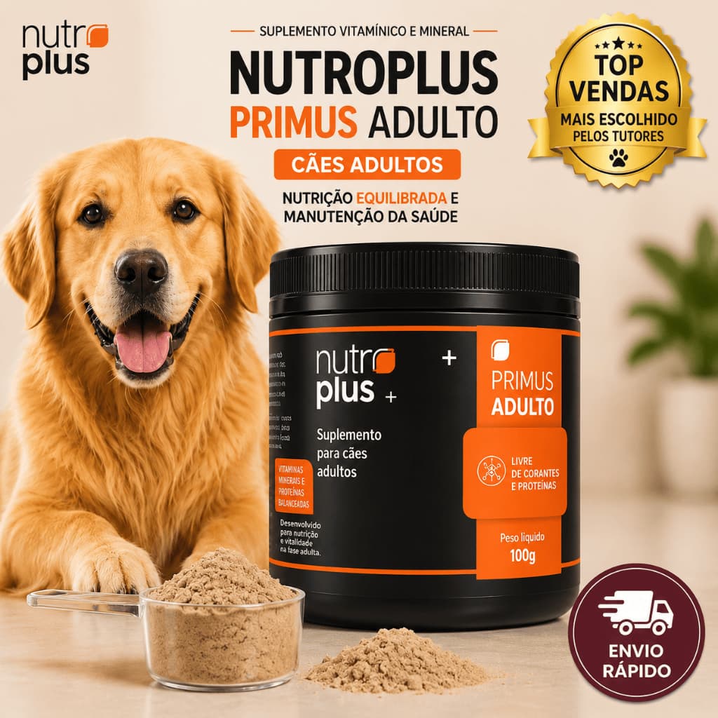 Suplemento para Cães Adultos 100g Nutrição Equilibrada, Manutenção da Saúde, Fórmula moderna e completa Nutroplus Primus