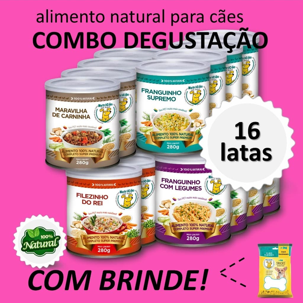 Kit Delícia Ração Úmida NutriCão Pet Food para Cães Sabores Carne Frango Alimento Natural