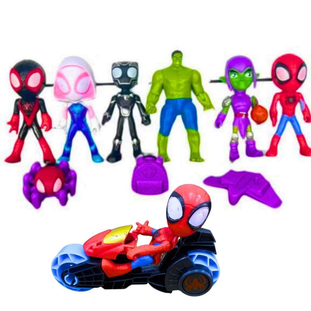6 Bonecos Spidey E Amigos Homem Aranha Spider Articulado Brinquedo