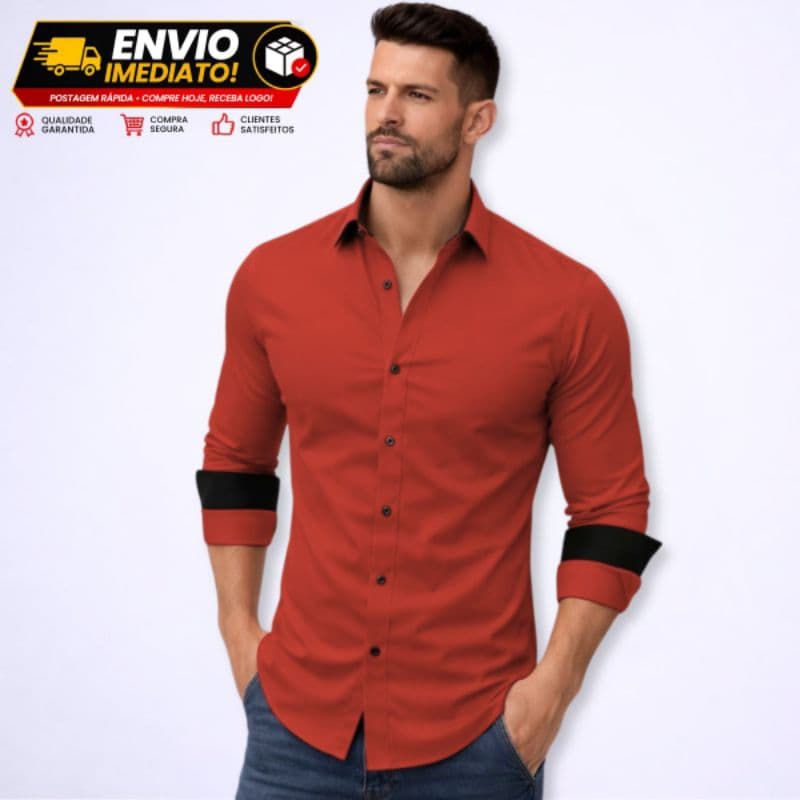 Camisa Social Masculina Manga Longa Slim Fit  Premium Elegante Casual