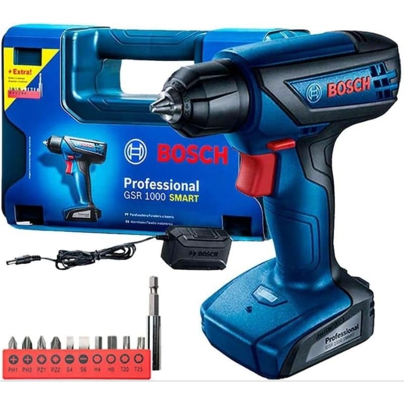 Parafusadeira e Furadeira Bosch GSR 1000 Smart - Compacta, 12V, 600 Parafusamentos por Carga