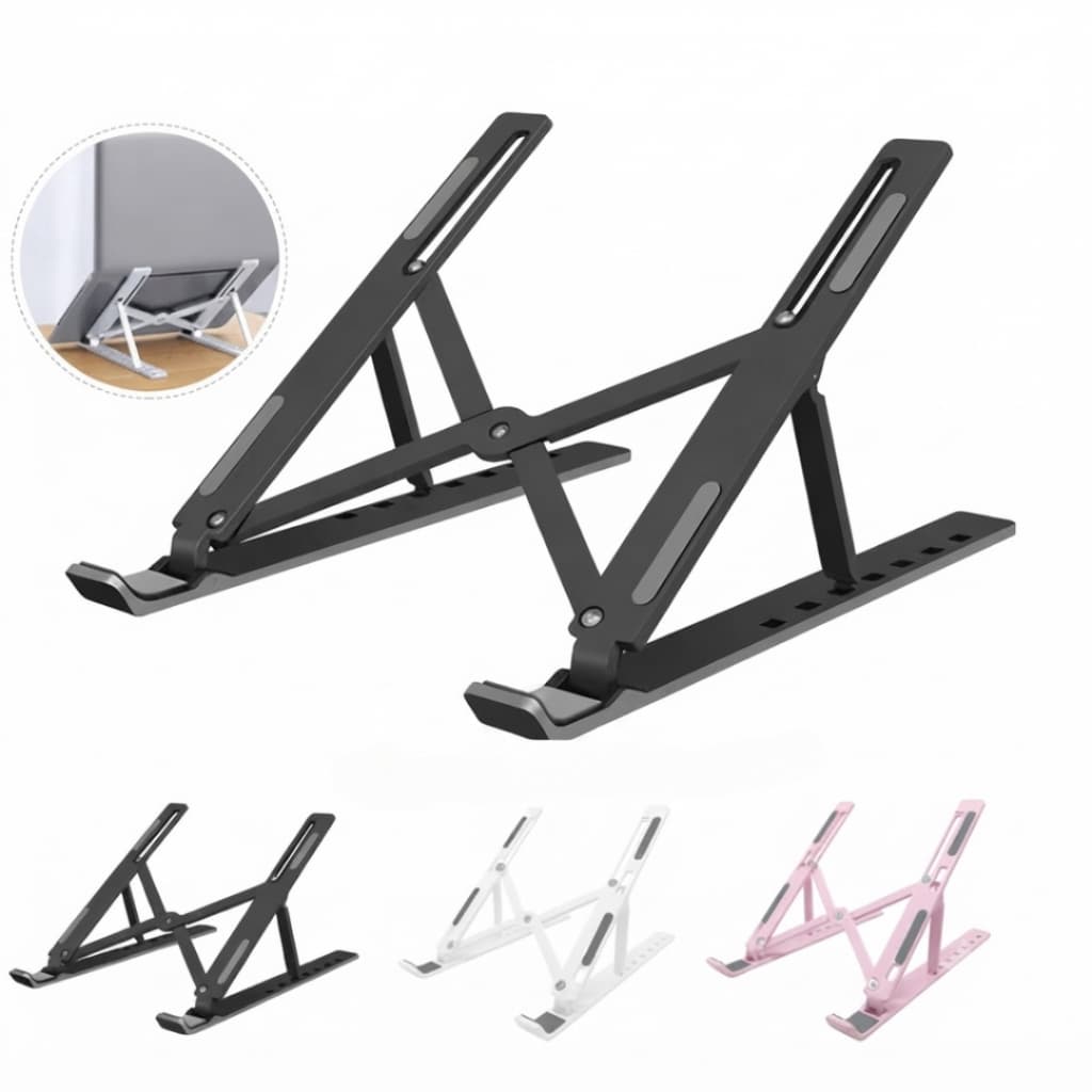 Suporte Ergonômico para Notebook Dobrável Ajustável em ABS Antiderrapante Universal Compatível com MacBook e Notebooks
