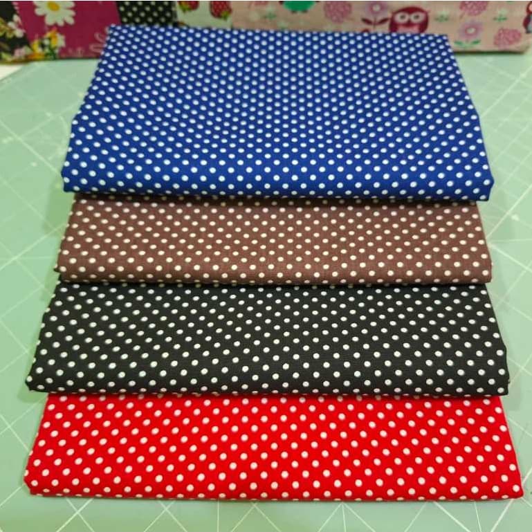 Kit 4 Tecidos Tricoline Poá 100% Algodão 50x150cm Patchwork Costura Criativa Artesanato