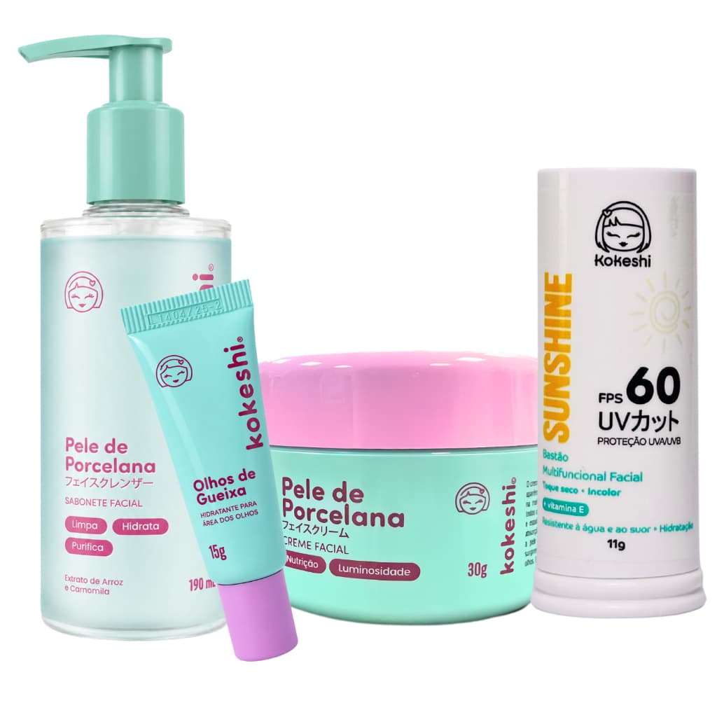 Kit Bastão Facial FPS60 Sabonete Renovadores Pele Kokeshi