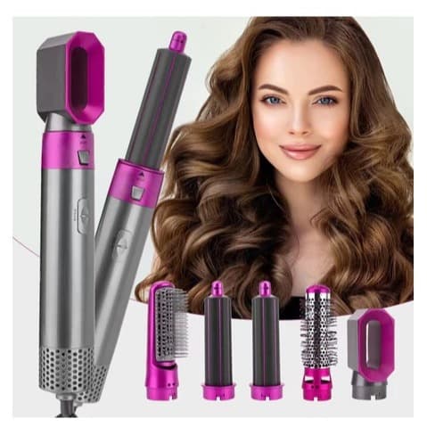 Escova Secadora Modeladora 5 em 1 Profissional Alisa Cachos Kit Completo Secador de Cabelo 110.220