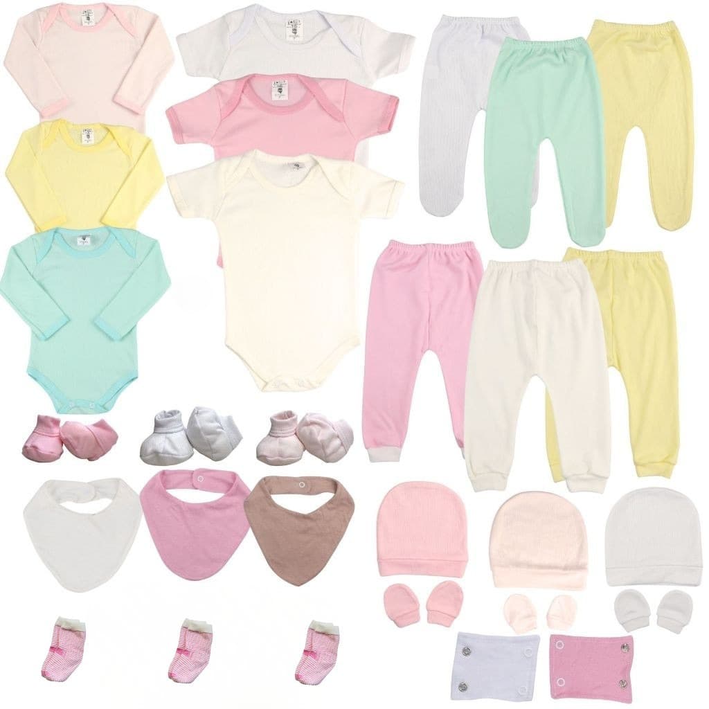 Kit 29 Peças Tecido Ribana Bebê Enxoval Em Algodão Maternidade Completo