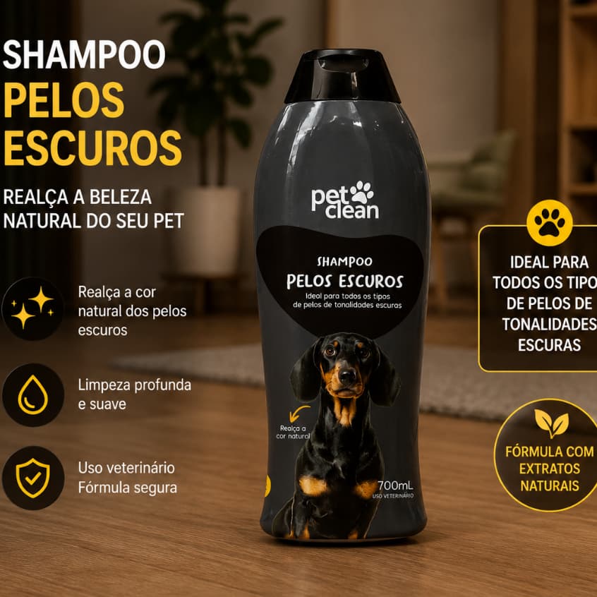 Shampoo para Cães e Gatos Pet Clean Pelos Escuros 700ml