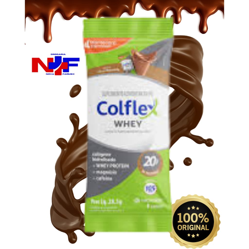 Colflex Whey Protein com Colágeno Hidrolisado Tipo I e Magnésio, 10 Sachês (Chocolate)