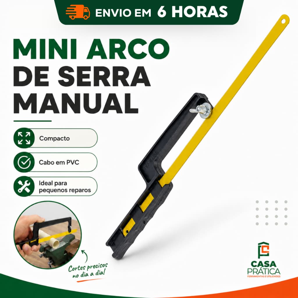 Mini Arco Serra Manual 300mm Serrinha Mao Madeira PVC Cano Plastico Lamina Inclusa Ferramenta Hobby