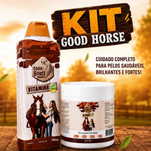 Kit Shampoo para Cavalo vitamina A 700ml + Máscara Hidratação 300g Para Cavalos Pelagem Brilhante