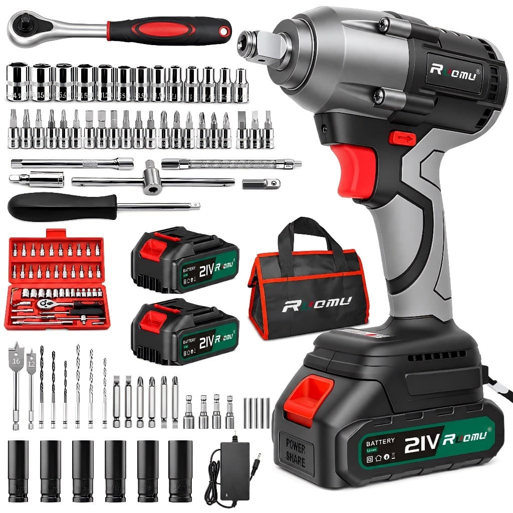 Chave De Impacto Elétrica Parafusadeira Furadeira Sem Fio Brushless Com 2 Bateria
