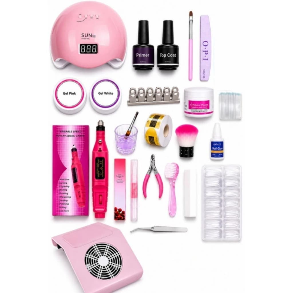 Kit Alongamento de Unha em Gel Completo Cabine Sun Lixadeira Elétrica Luminária - Envio Imediato