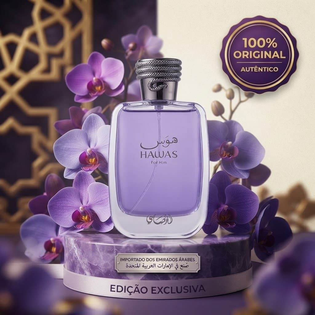 Perfume Rasasi Hawas For Him 100ml EDP Original Árabe Masculino Fresco Aquático Alta Fixação Marcante Importado