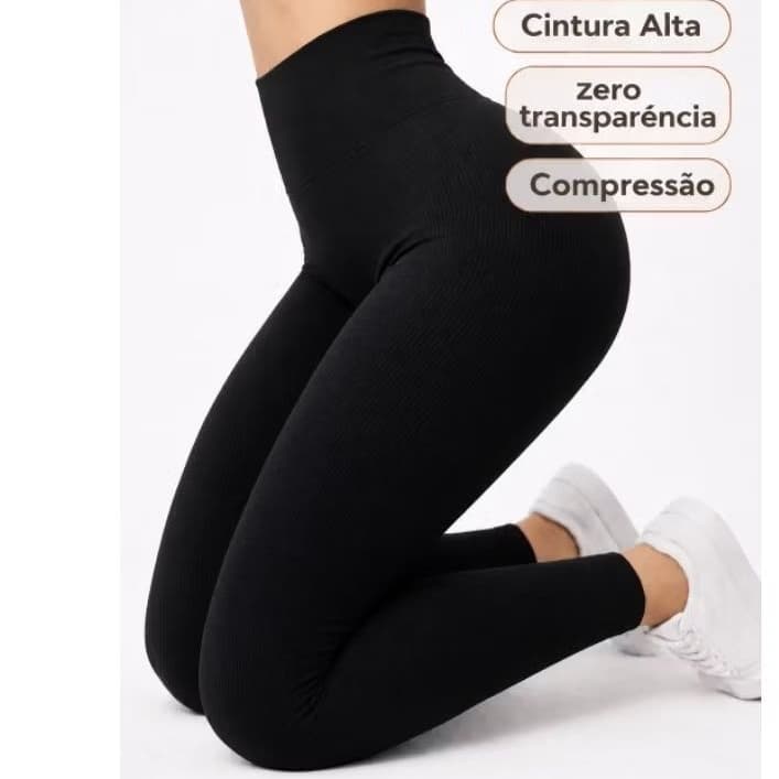Calça Legging Canelada Premium Poliamida Cintura Alta Sem Costura Academia  Treino Fitness Feminina Não Transparente
