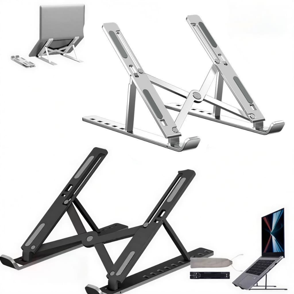 Suporte Metálico Ergonômico para Notebook Tablet e Macbook Base Dobráve-l de Alumínio