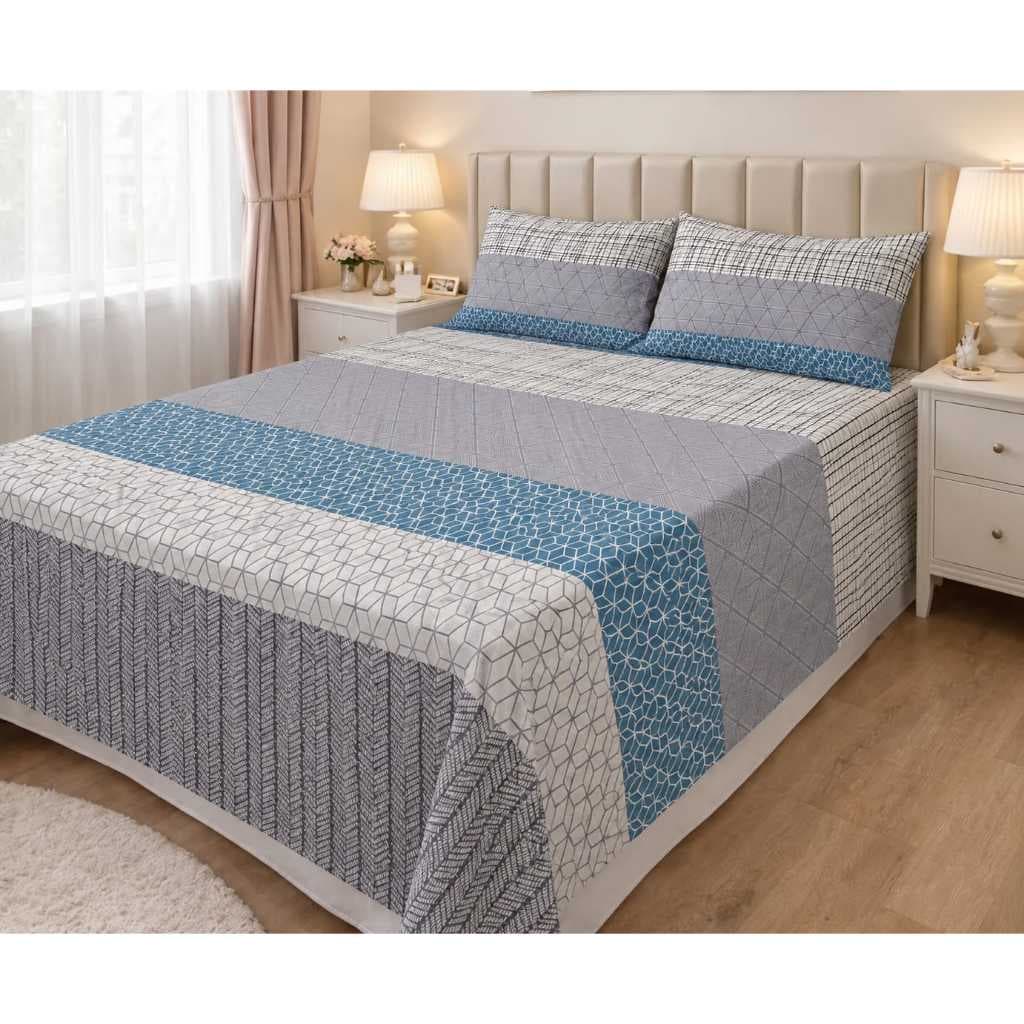 Jogo de Cama Casal 3 peças Microfibra 65G Estampada.