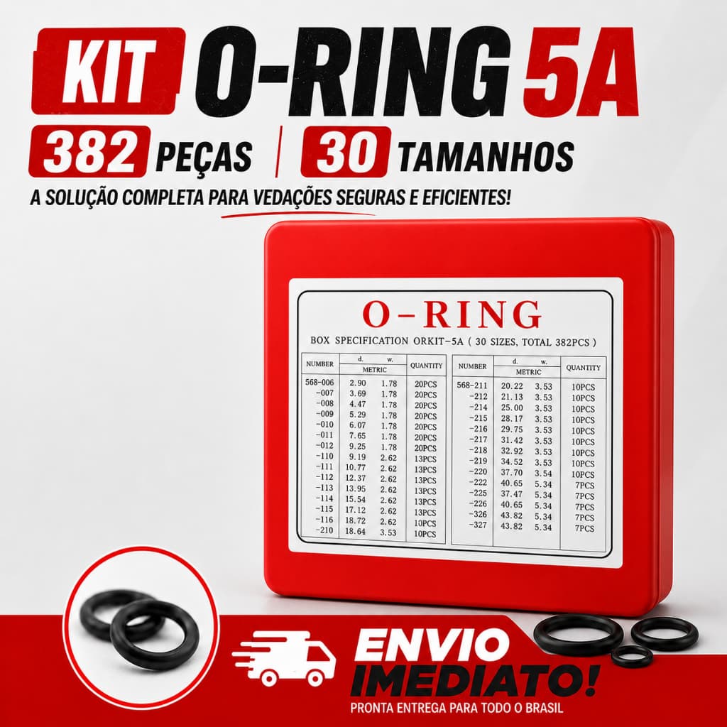 Anel De Vedação Oring Jogo Estojo Borracha Kit Peças Nbr 382 pçs