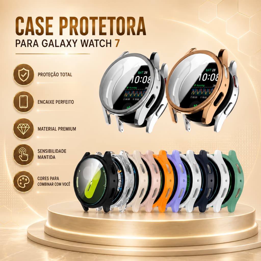 Case Capa Com Película Para Galaxy Watch 7 Samsung