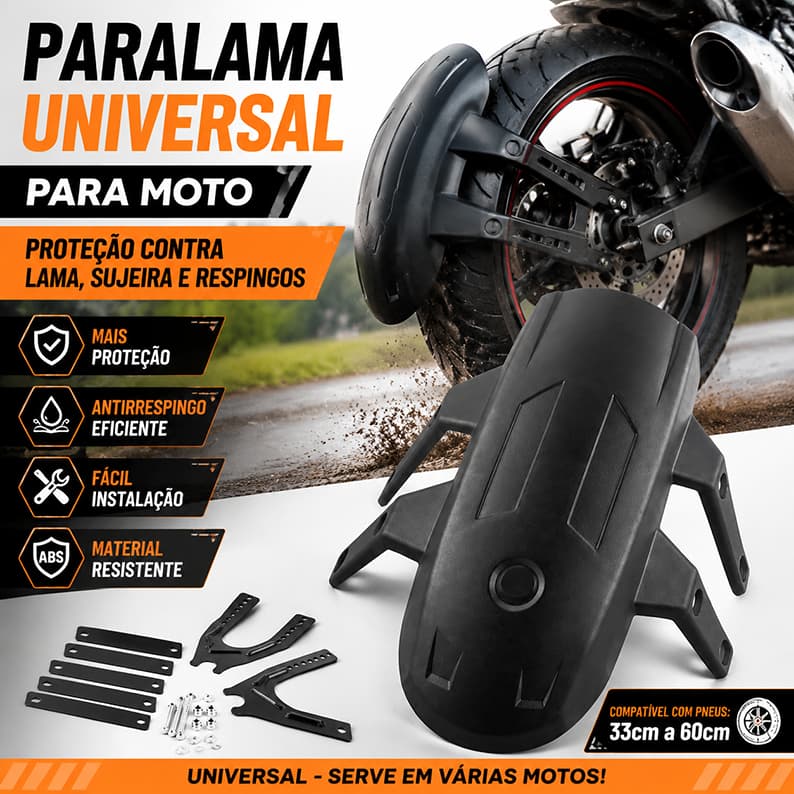 Paralama Moto Universal Traseiro Protetor Roda Moto Contra Lama Água Chuva Acessório Para Motocicleta