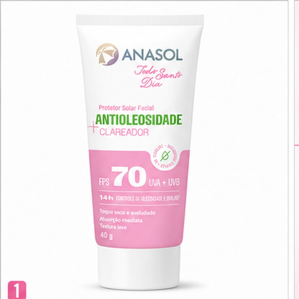 Protetor Solar Facial Anasol Antioleosidade Clareador FPS 70 40g