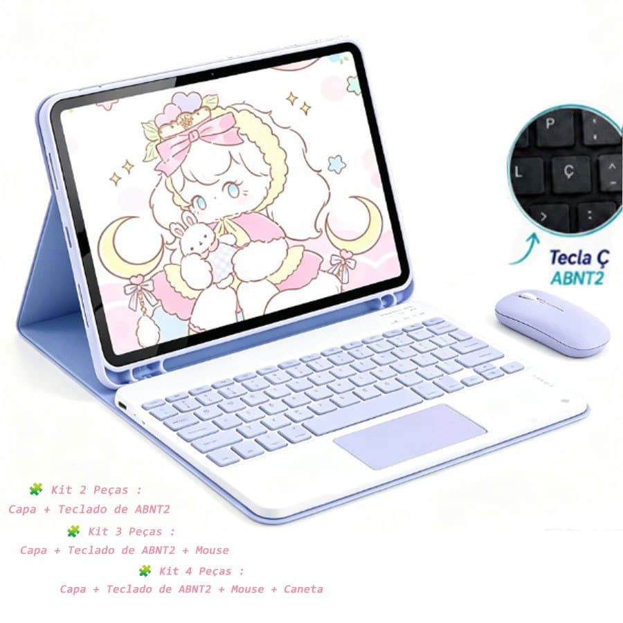 Capa Para Samsung Tab S10FE /S10 Lite /S6 Lite/ S10FE Plus 13,1" Com Teclado touchpad Bluetooth ABNT2 (Com Ç) E Mouse