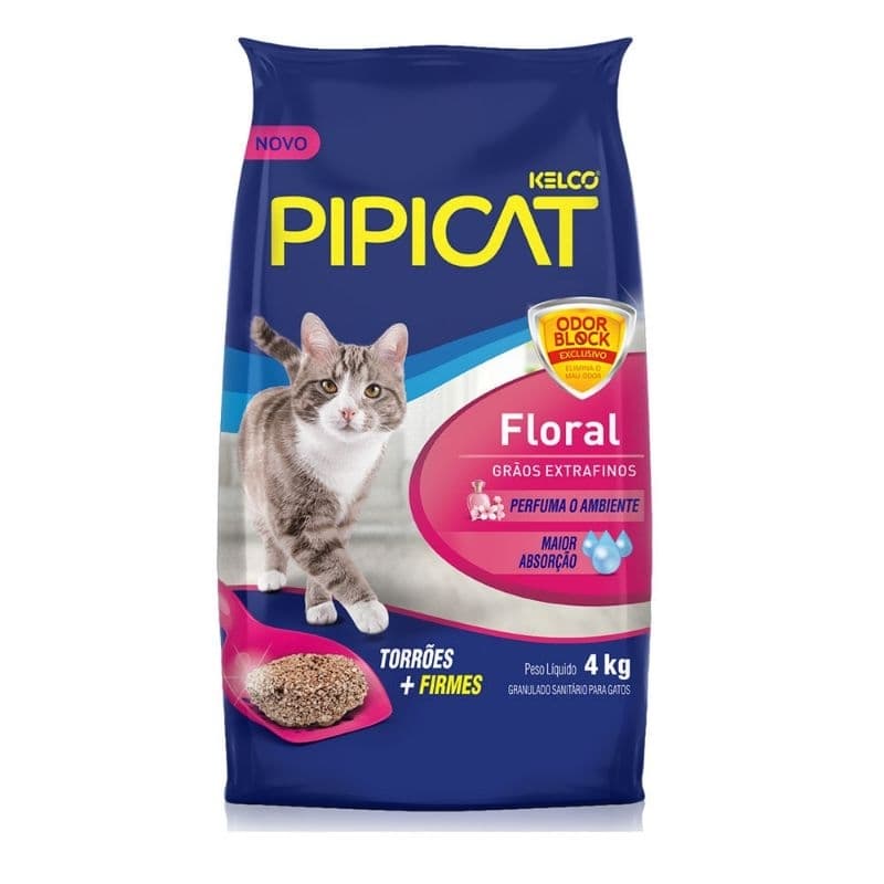 Areia Sanitária Pipicat Floral Para Gatos Kelco 4kg