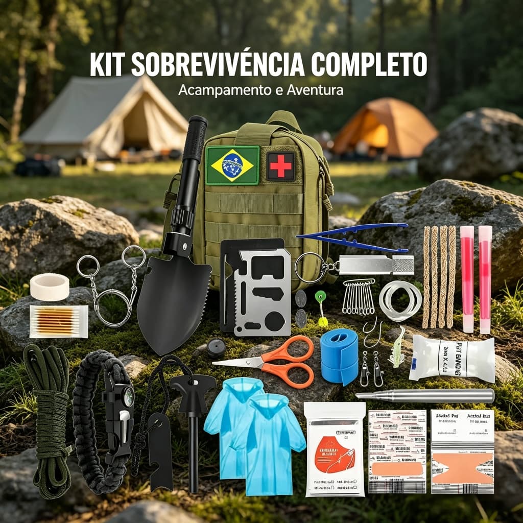 Mochila de Emergência 29 em 1 Kit sobrevivência Primeiros Socorros Emergencial Peças Sobrevivência e com Bolsa Itens Aca
