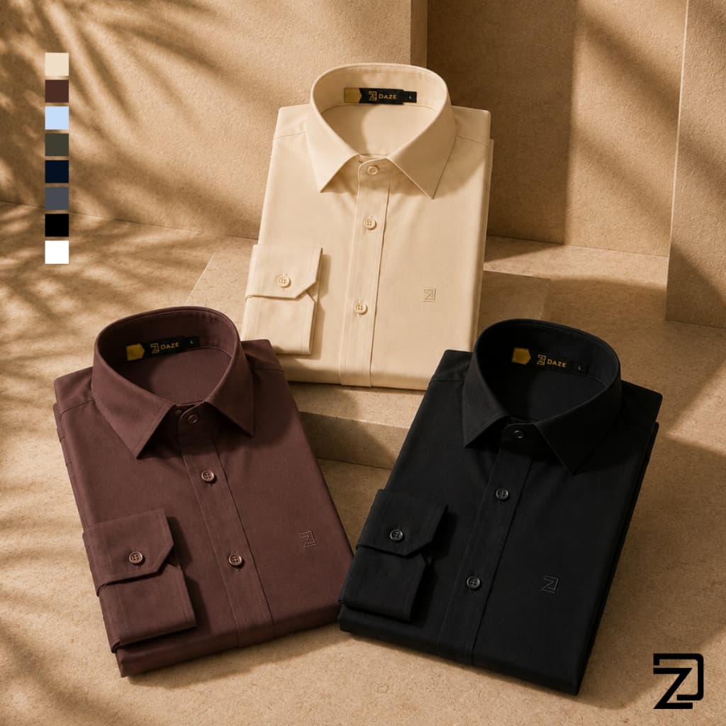 Kit 3 Camisa Social Masculina Slim Manga Longa