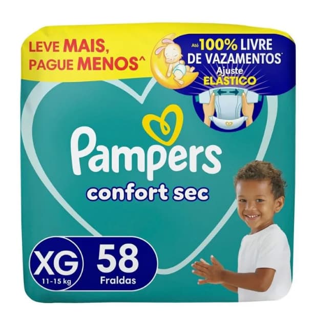 Fralda Pampers Confort Sec XG 58 unidades