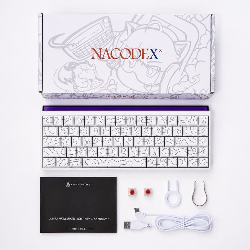 Teclado Mecânico AJAZZ NK68 Gamer RGB 68 Teclas Hot Swap Switch Red Compacto USB C