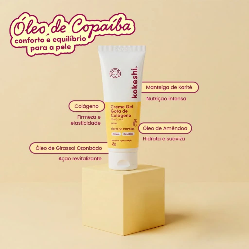 Creme Gel Regenerador Facial Gota de Colágeno Kokeshi 45g