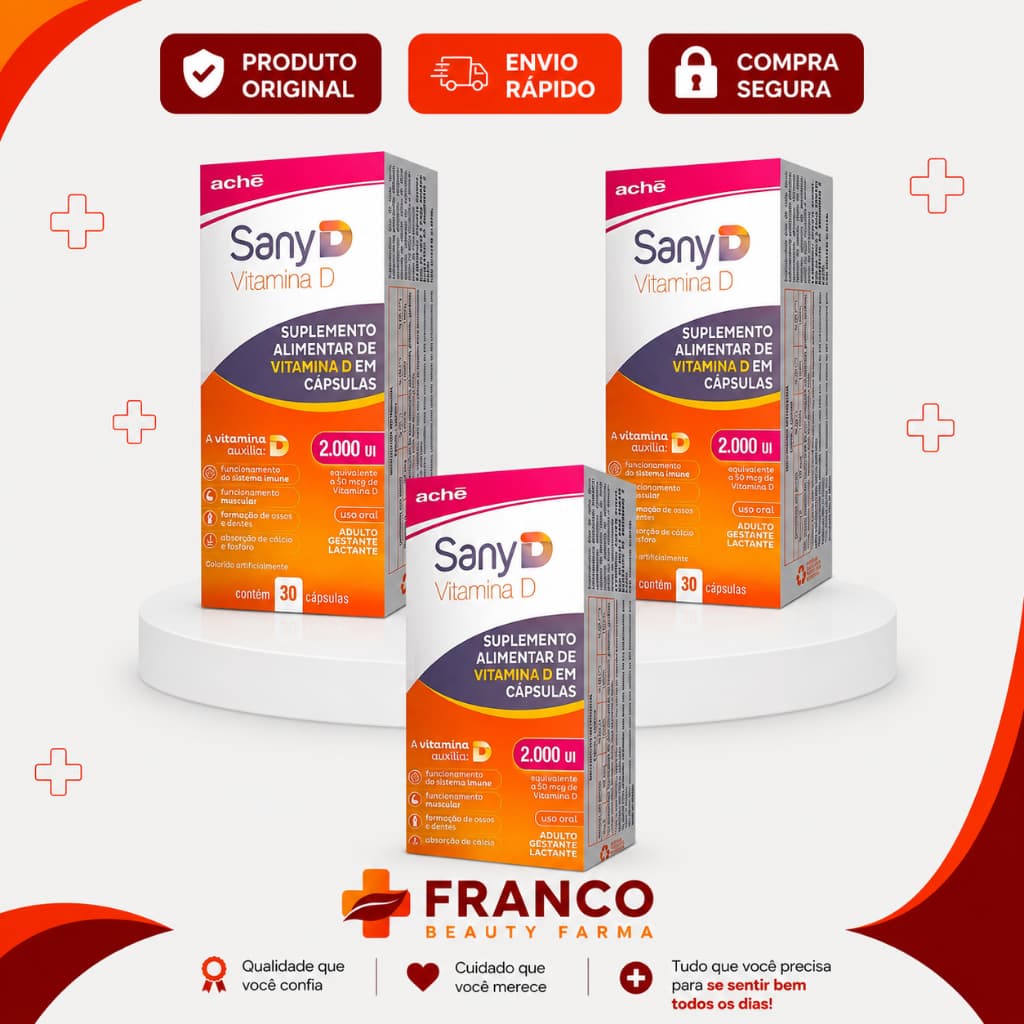 Kit 03 Sany D Vitamina D3 2.000Ui 30 Cápsulas Suplemento - Aché