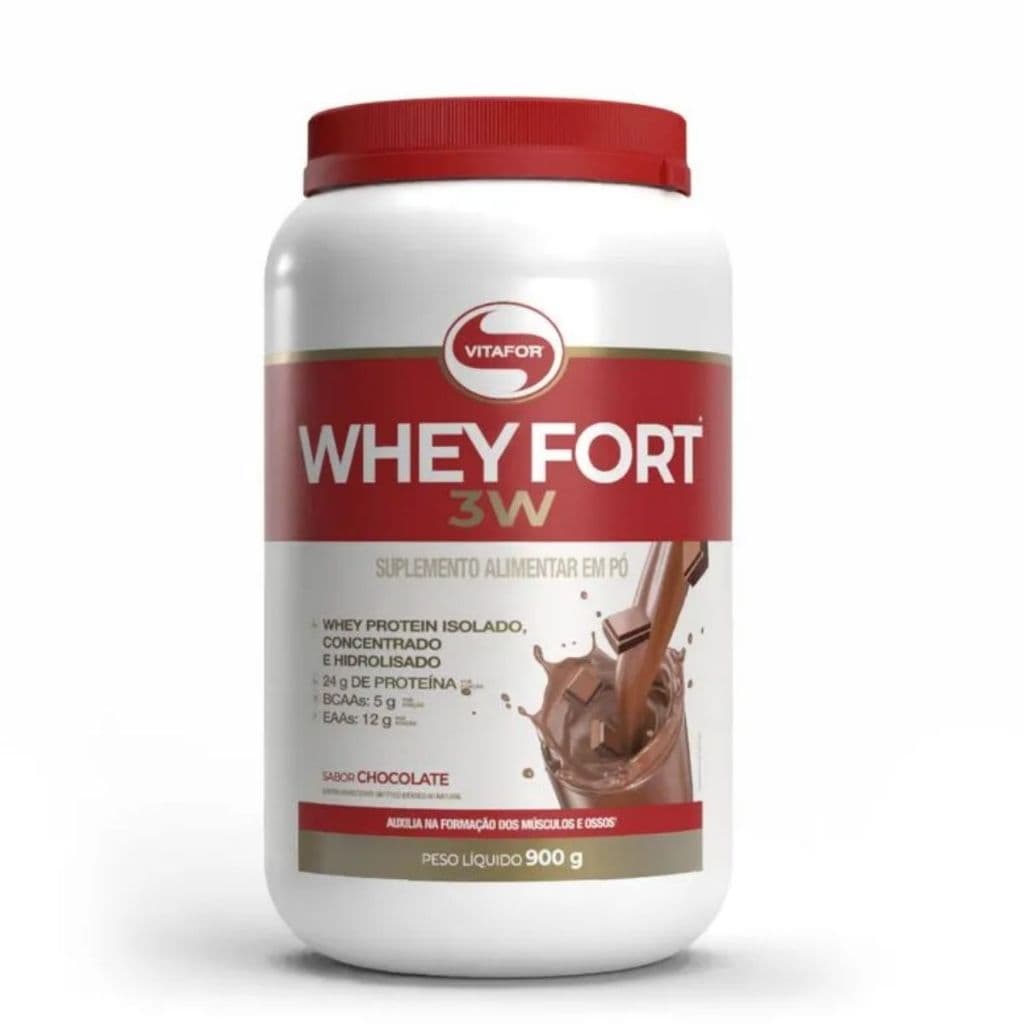 Vitafor Wheyfort 3W Chocolate 900g Suplemento Whey Protein
