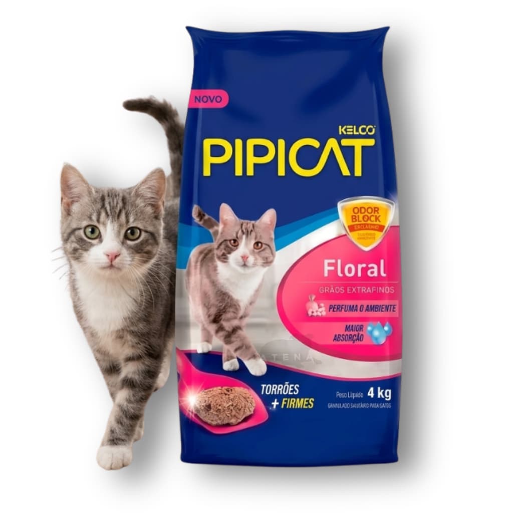 Areia Sanitária Para Gatos Higienica Pipicat Floral Perfumada 4 Kg