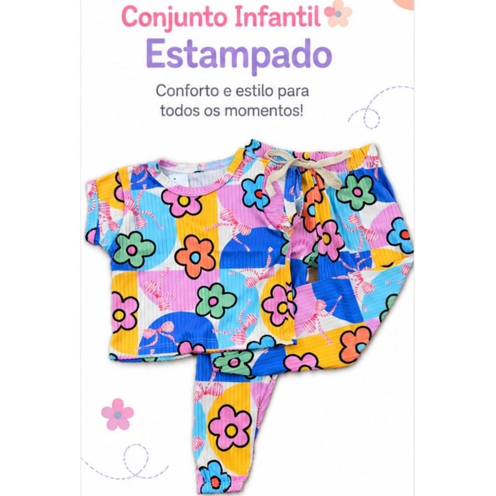 Conjunto de Bebe Menina Blusa e Calça Estampado/ Roupa Infantil