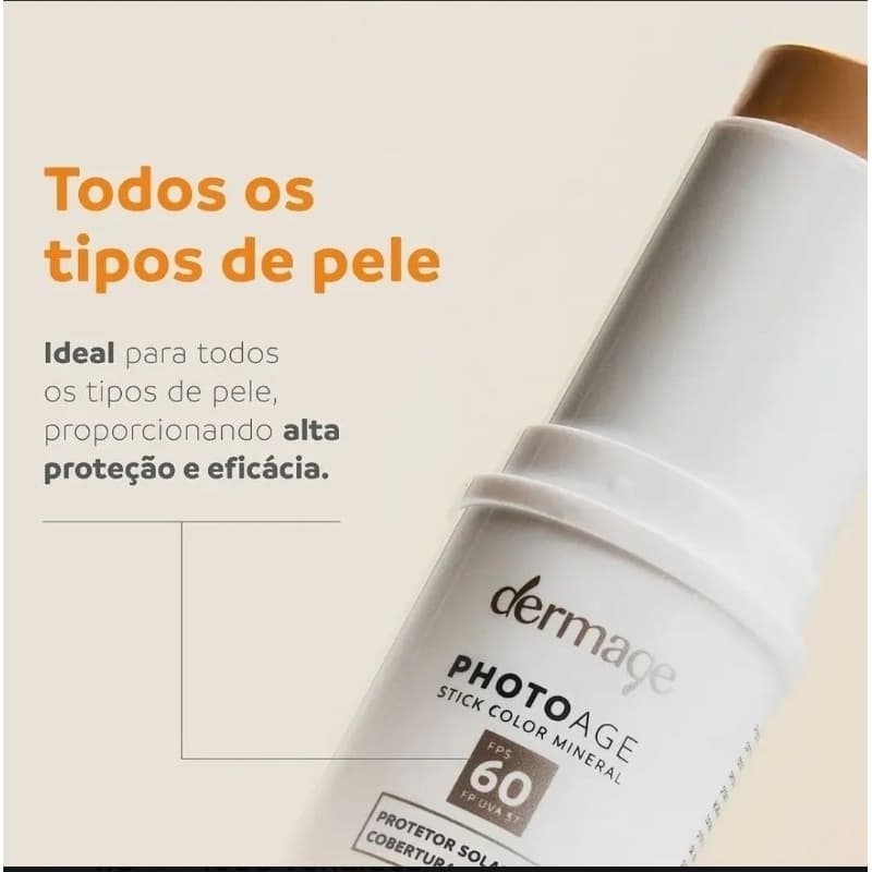 Protetor Solar Facial Dermage FPS 60 Photoage Mineral Color Nude 16g Stick