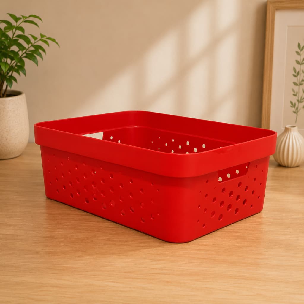 Caixa organizadora sem tampa 11 litros vermelho organizador sala escritório quarto banheiro
