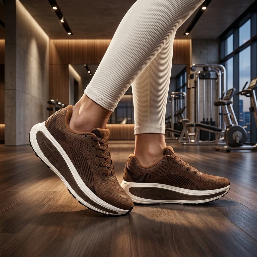 Tênis Feminino Masculino Corrida Academia Esportivo Marrom Confortável Caminhada Leve Respirável