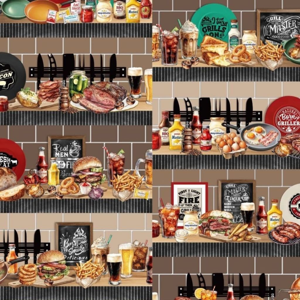 Tecido Patchwork Digital (60 Cm) Barrado Churrasco Pn222/674