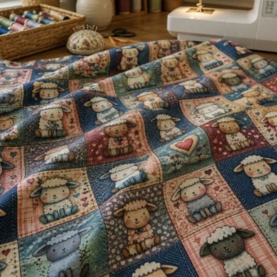 Tecido Tricoline Ovelhinhas Patchwork 100% Algodão