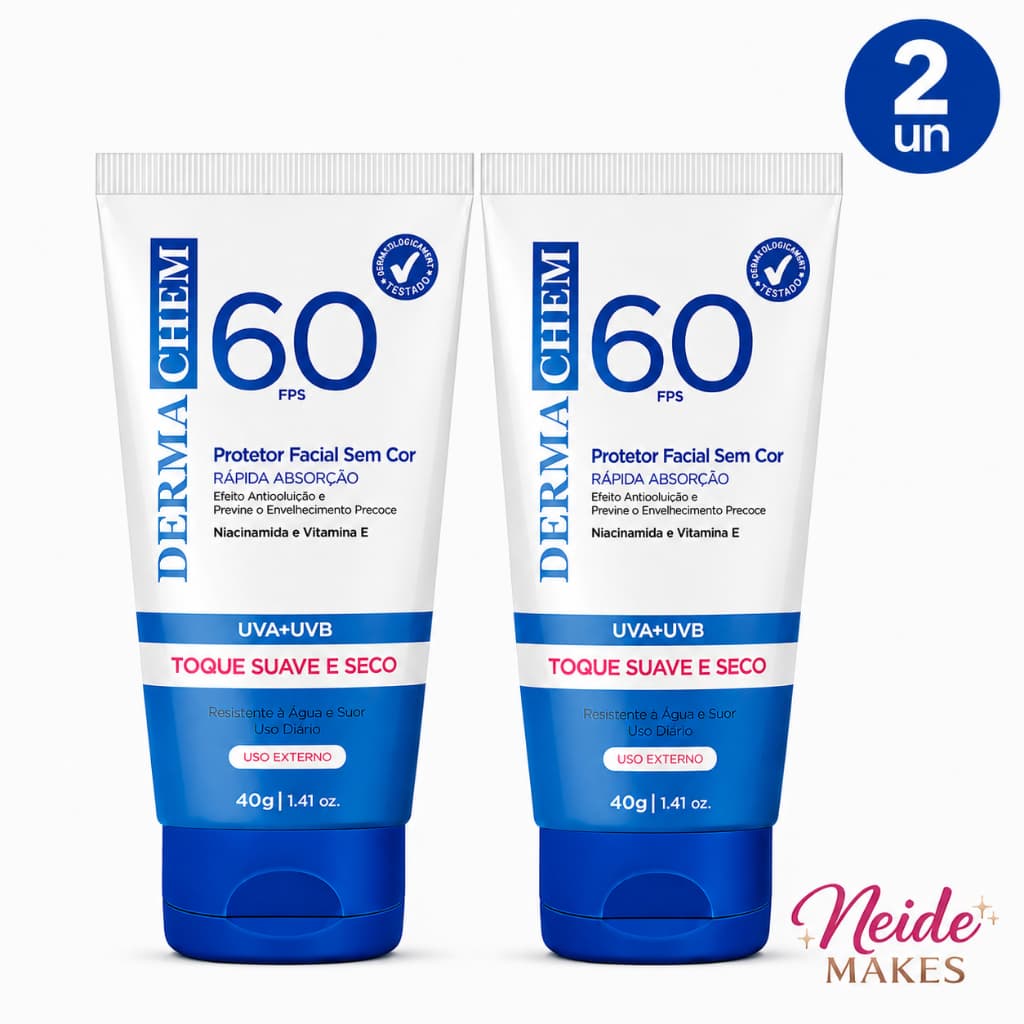 Kit 2 Protetor Solar facial FPS 60 DERMACHEM 40g